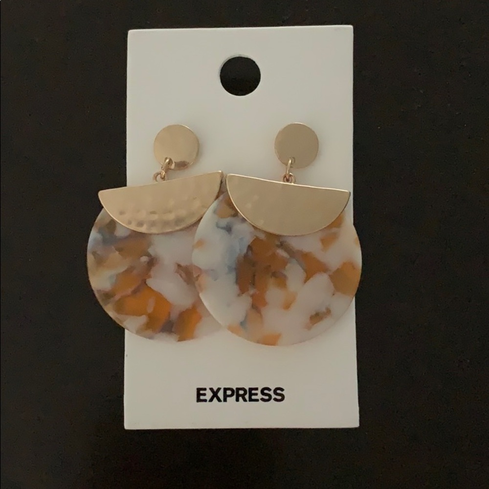 Orange print pendant stud earrings